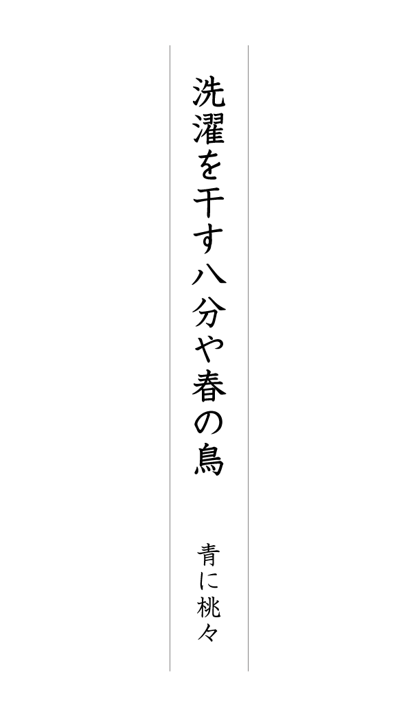 洗濯を干す八分や春の鳥 青に桃々